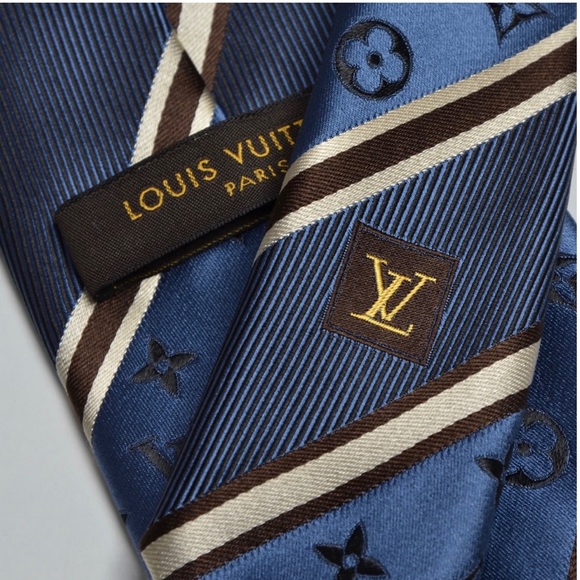 🎁ICONIC🎁✨🆕💯RARE TIMELESS AUTHN LOUIS VUITTON MONOGRAM POWER STRIPE TIE🔥 - Picture 7 of 16